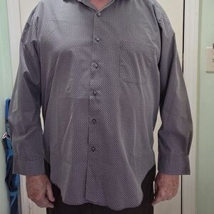 Alfani Performance Reg Fit Black & White Button Down Shirt- XL 17-17.5/34- 35